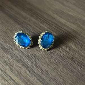 Elegant Blue and Gold Stud Earrings